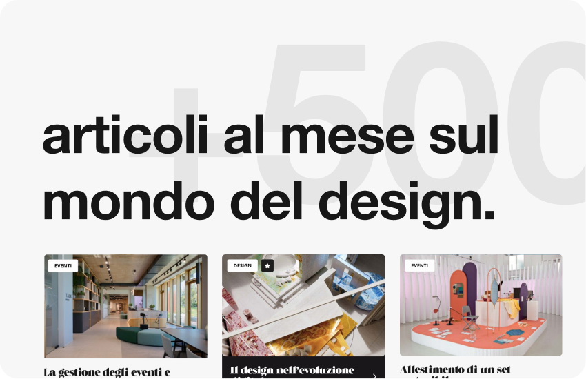500 articoli al mese sul mondo del design