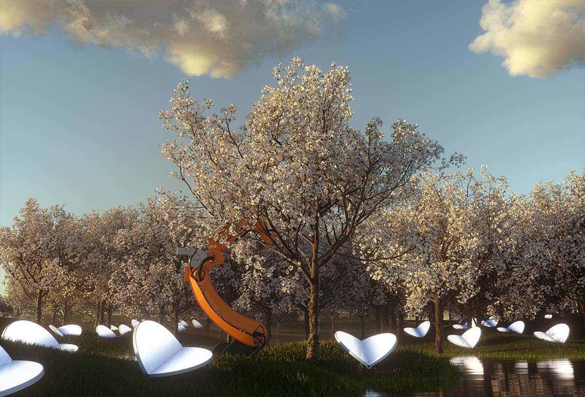 Almendra by Flos, Design Patricia Urquiola - Render © Manuel Carvalho & Nazara Lázaro
