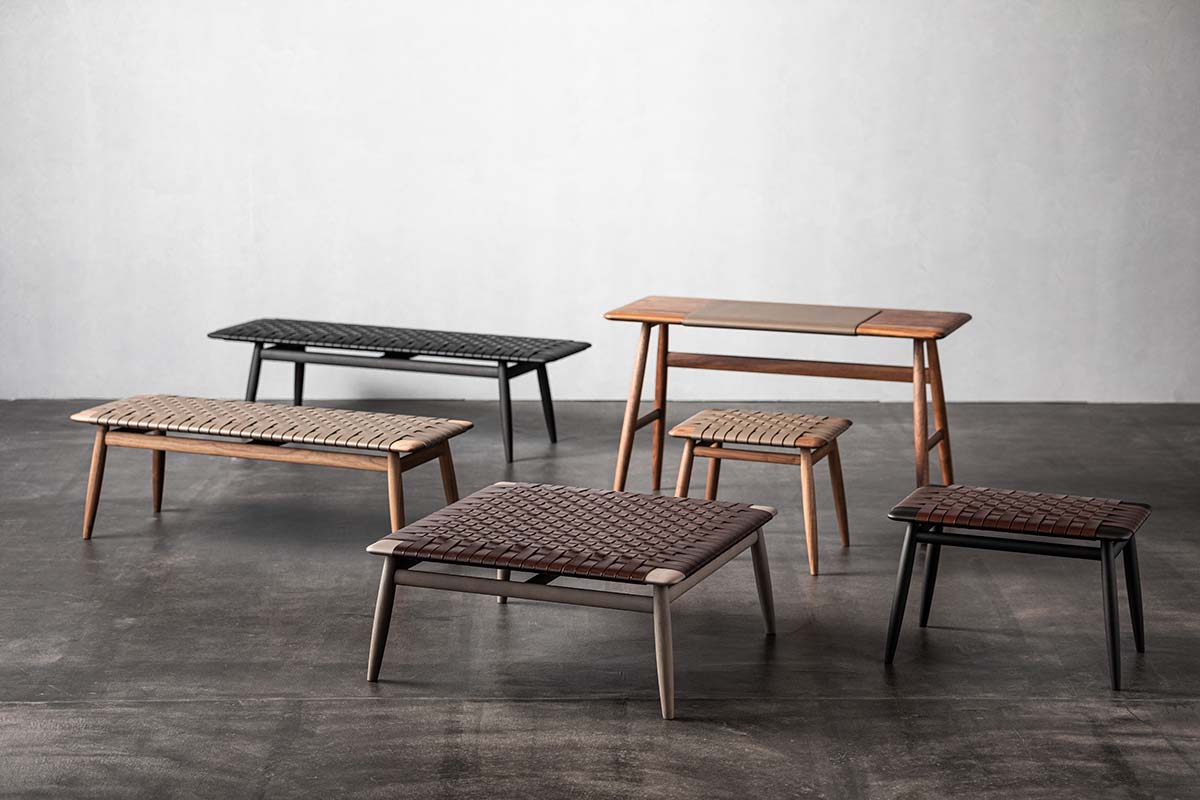 MO Bridge Square Bench Wooden Structure & MO Bridge Bench Wooden Structure by Ritzwell, Design Shinsaku Miyamoto