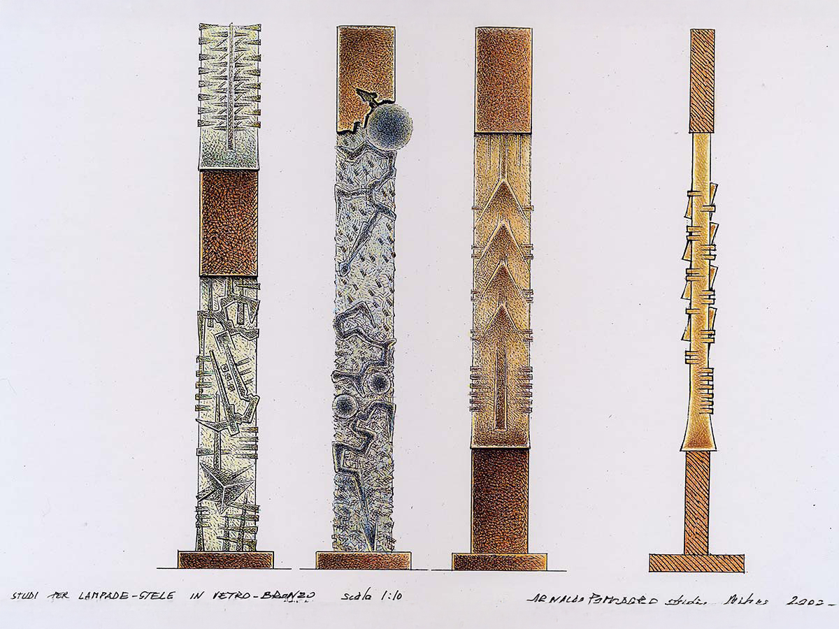 Sketch of Lampada-Stele by Venini, design Arnaldo Pomodoro - © Fondazione Arnaldo Pomodoro